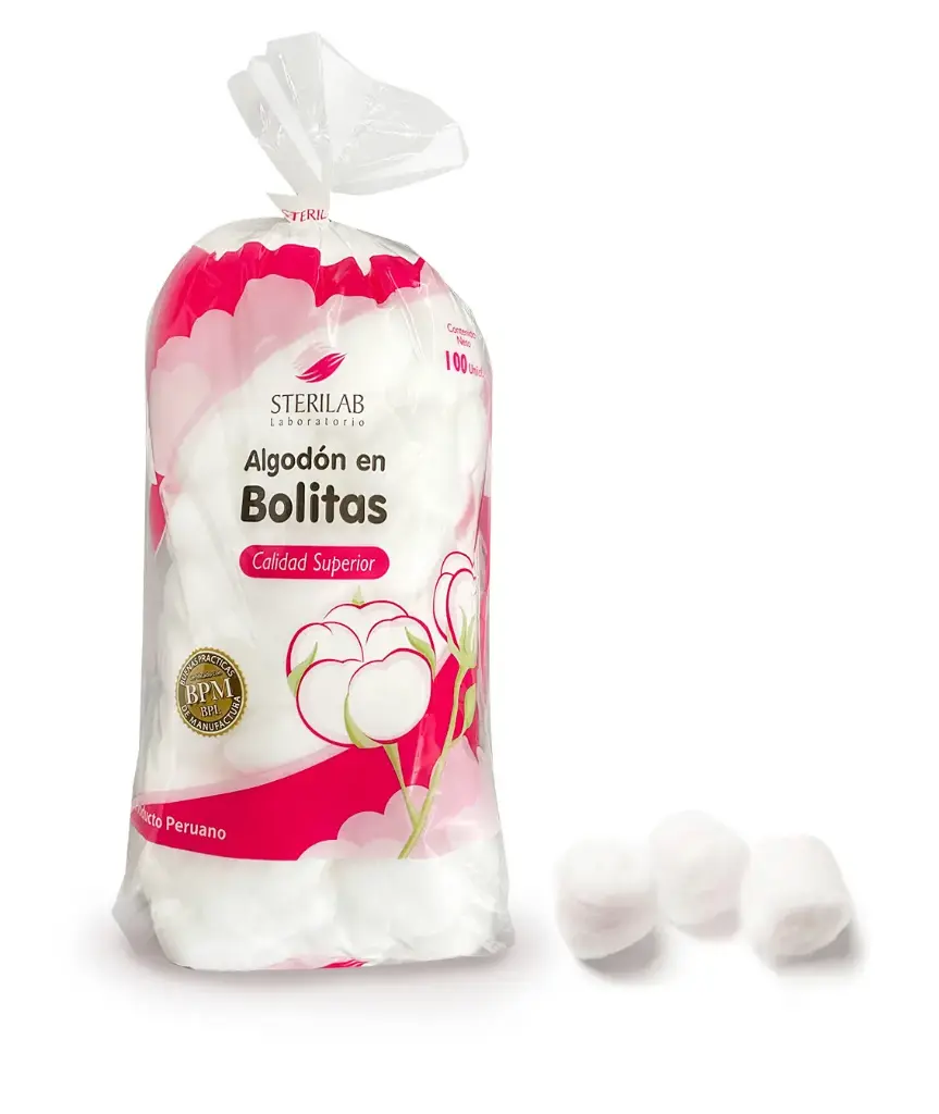 Sterilab Algodón Motitas 100 unidades Bolsón Completo (36 unidades)