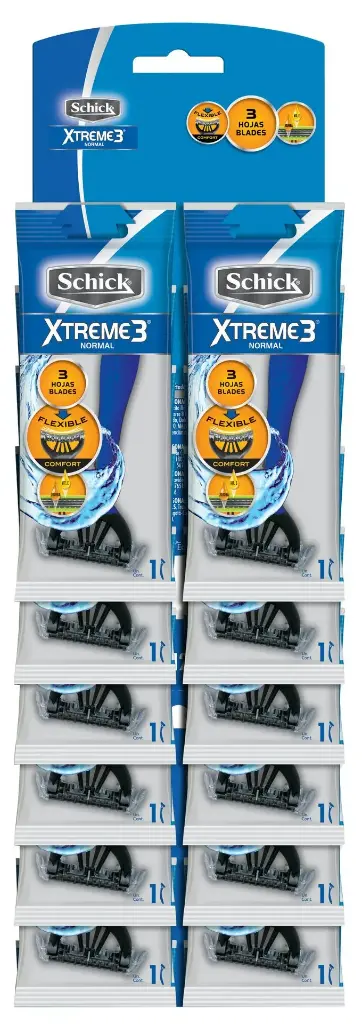 Schick Xtreme 3 Hojas Piel Normal Tira x12 Unidades